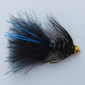 Goldhead Black Damsel Blue Flash Lure Fly